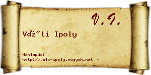 Váli Ipoly névjegykártya